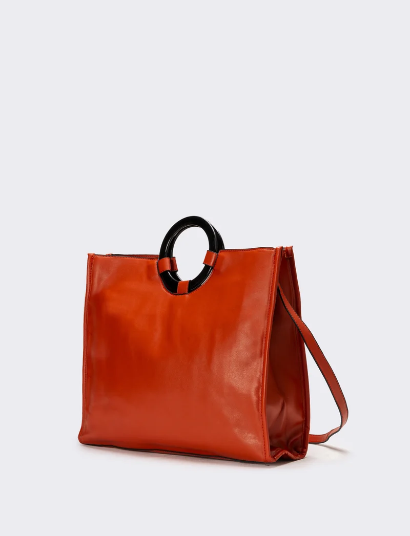 Borsa con manico tondo e tracolla - Arancio