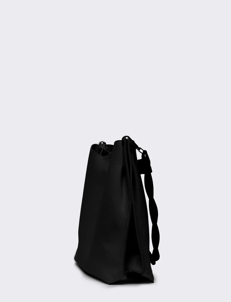 Borsa sacca con manico intrecciato - Nero