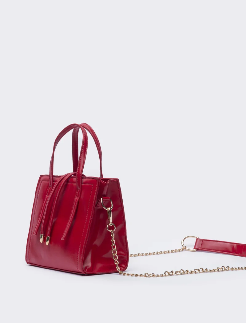 Borsa semirigida a mano con laccetti - Rosso