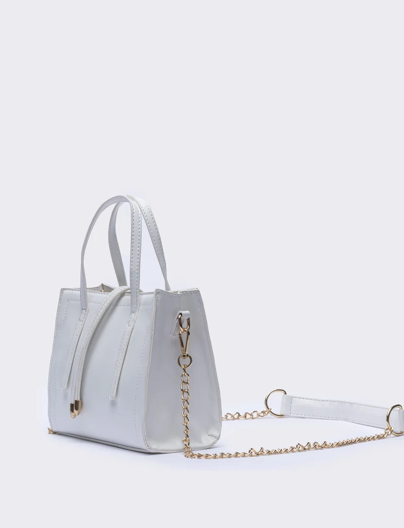 Borsa semirigida a mano con laccetti - Bianco