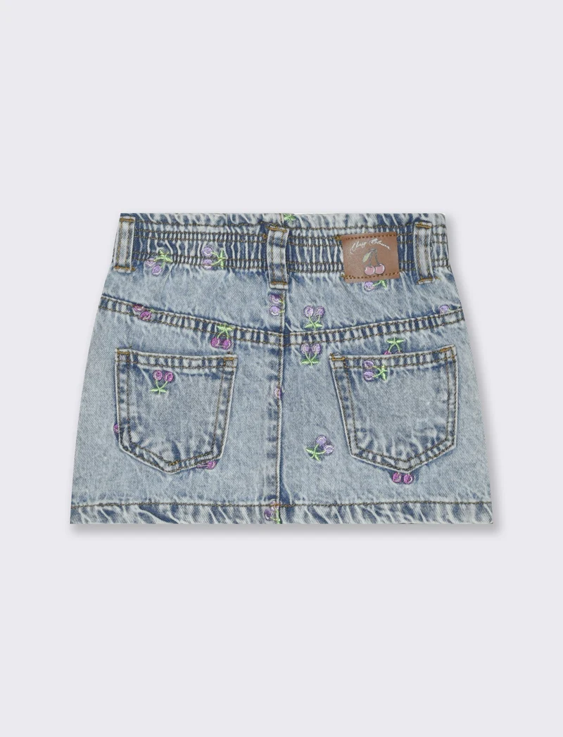 Gonna in denim con ricami da neonata - Denim