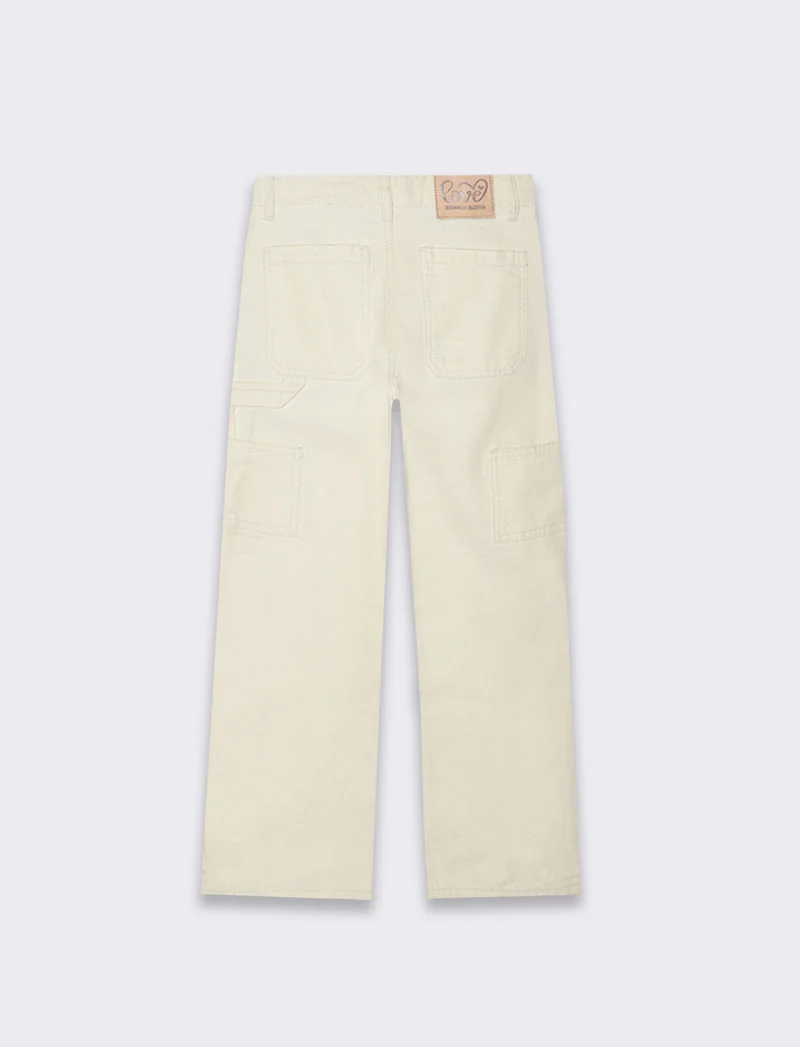 Pantalone in twill da bambina - Crema