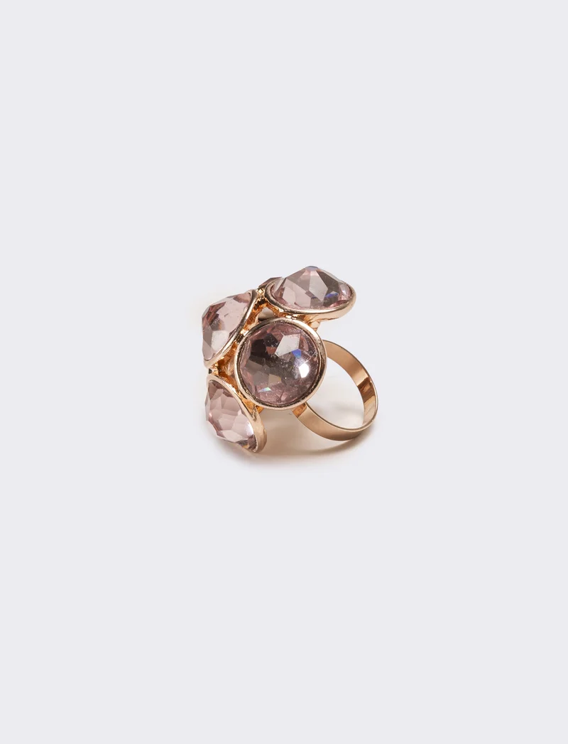 Anello donna con pietre grandi - Rosa