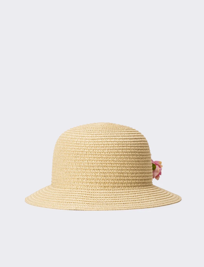 Cappello bambina modello tulipano con fiori multicolor - Multicolore