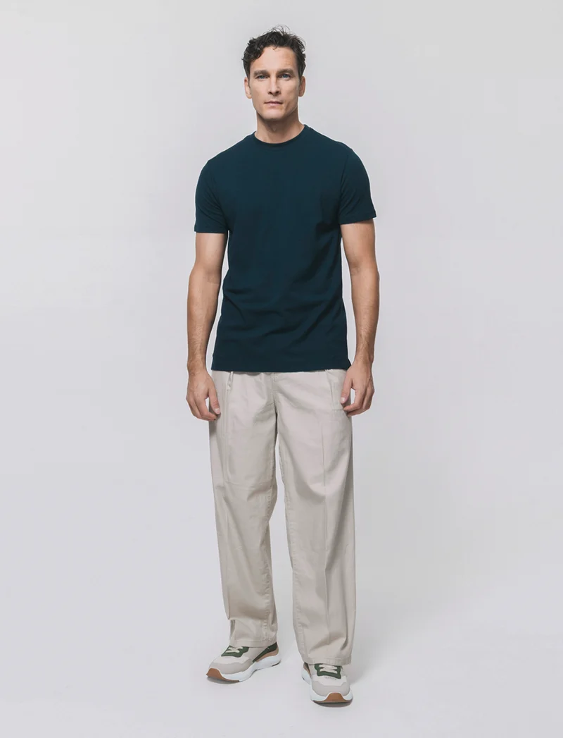 T-shirt girocollo in piquet premium - Blu