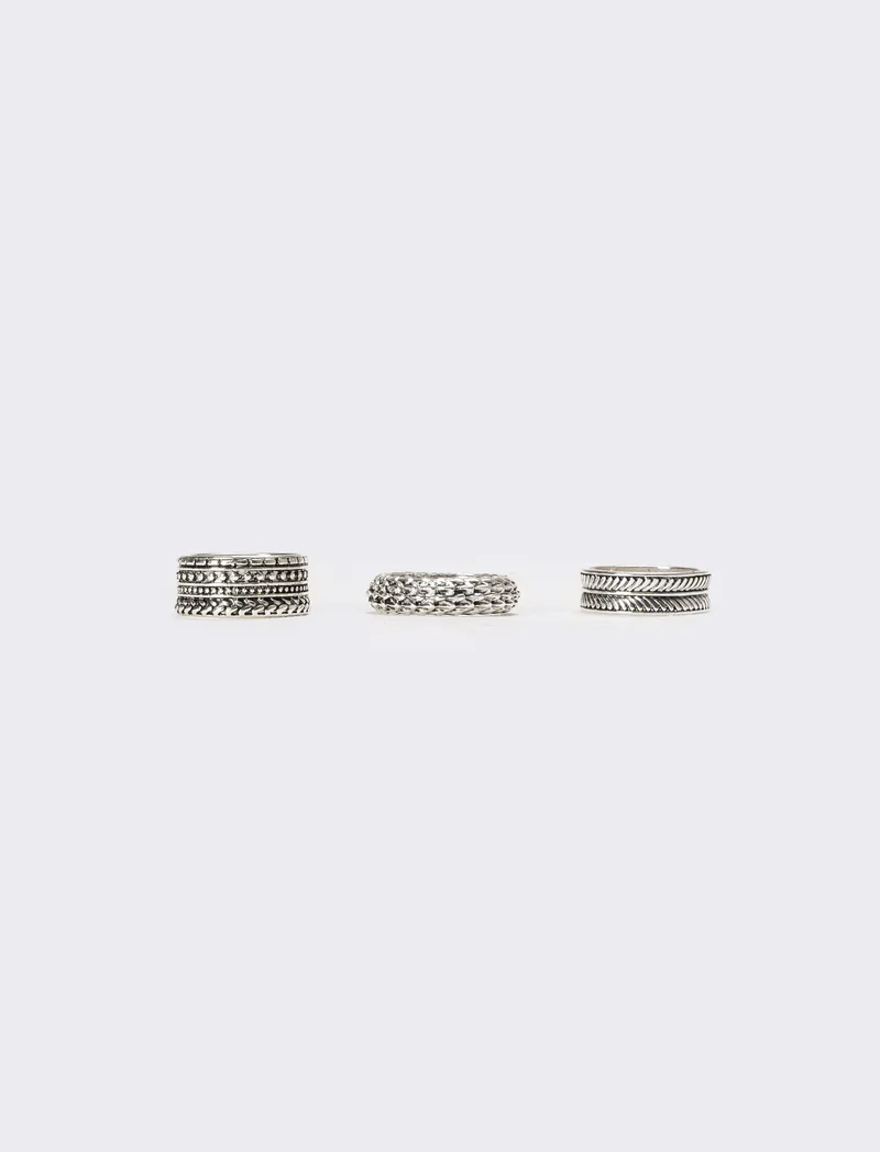 Tre pezzi anelli uomo card - Argento
