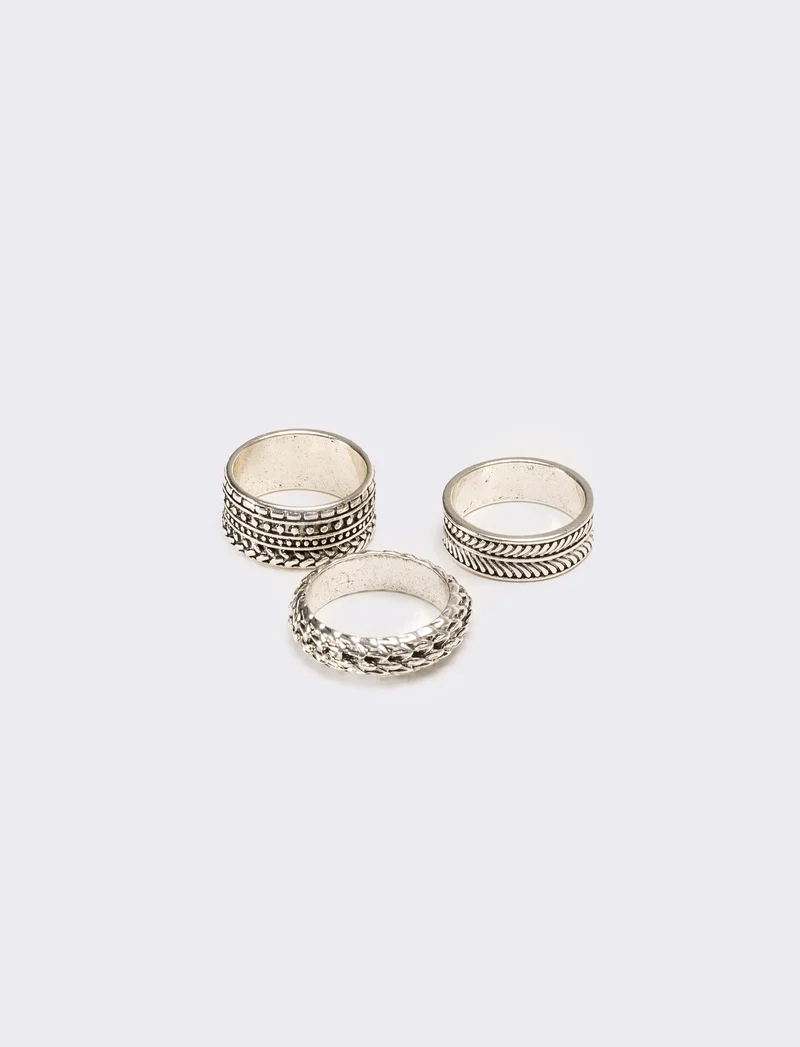 Tre pezzi anelli uomo card - Argento