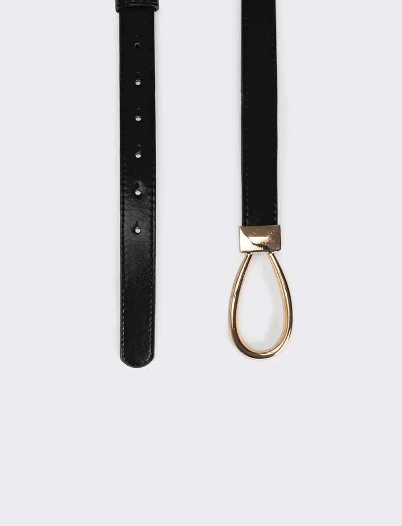 Cintura donna con fibbia goccia - Nero