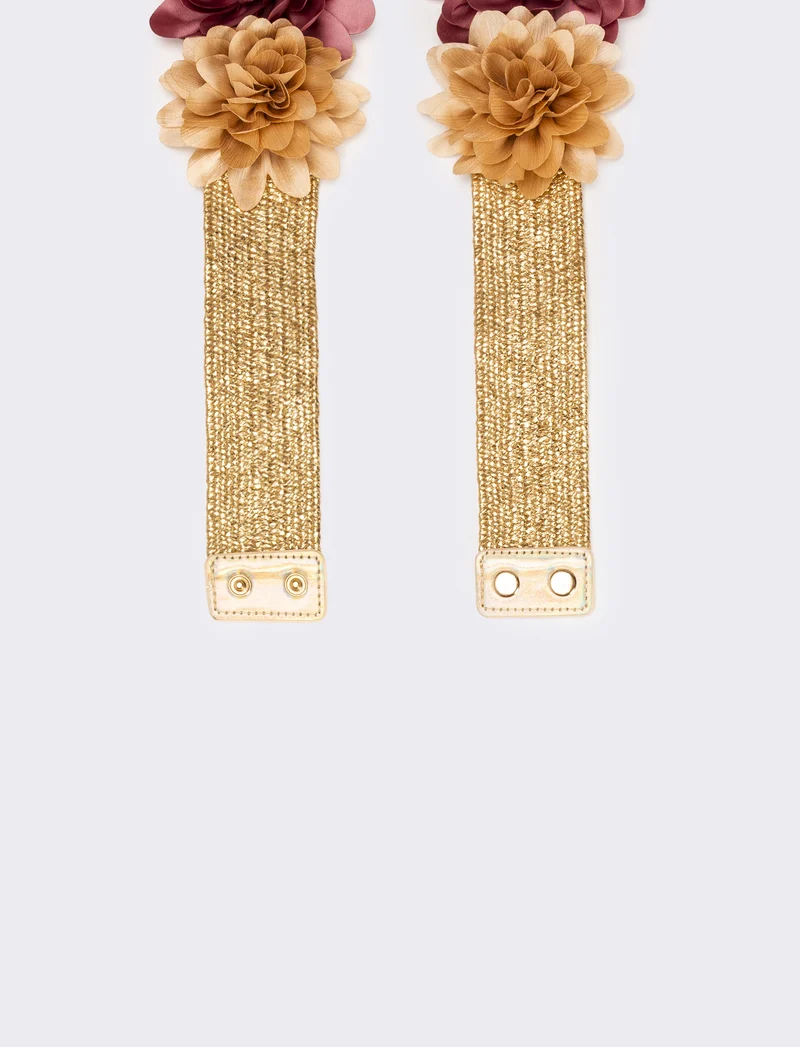 Cintura bambina elastica con fiori - Oro