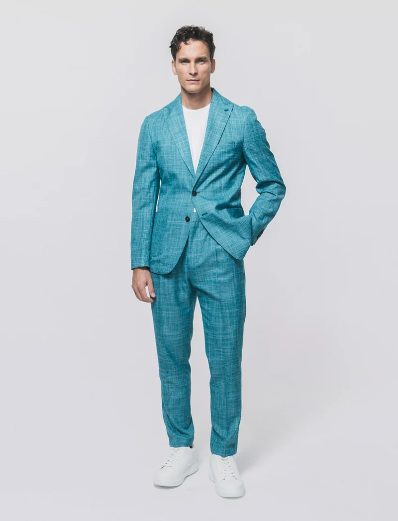 Blazer formale in tessuto strutturato - Verde petrolio