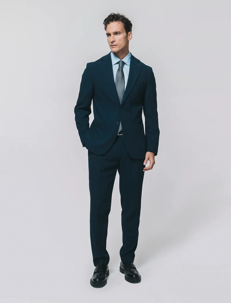 Blazer micro waffel formal fit elegante - Blu