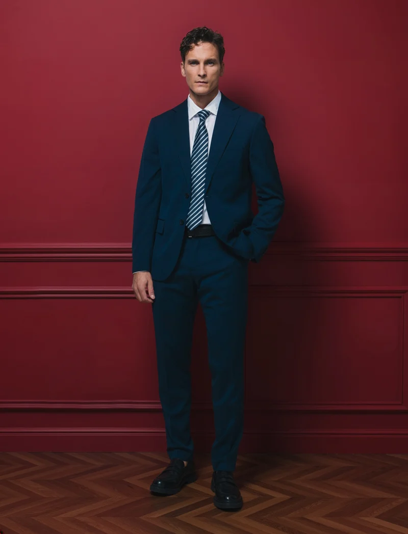 Blazer formal fit con dettagli eleganti - Blu