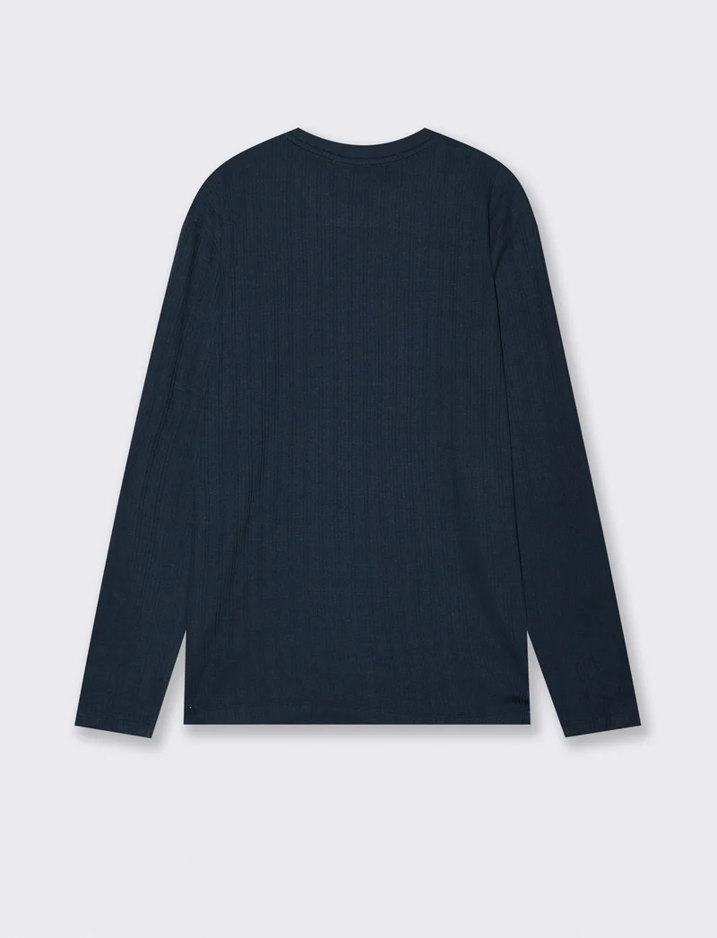 Girocollo a coste effetto maglia lungo - Blu
