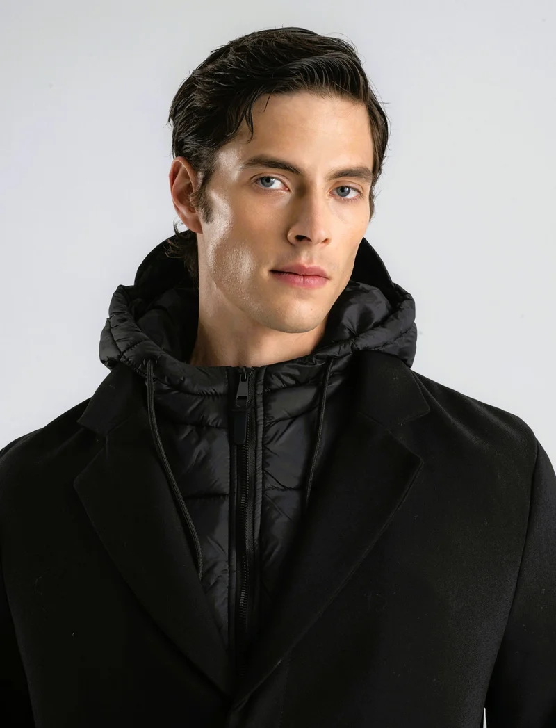 CAPPOTTO TECNICO FINTO DOPPIO CAPO - Nero