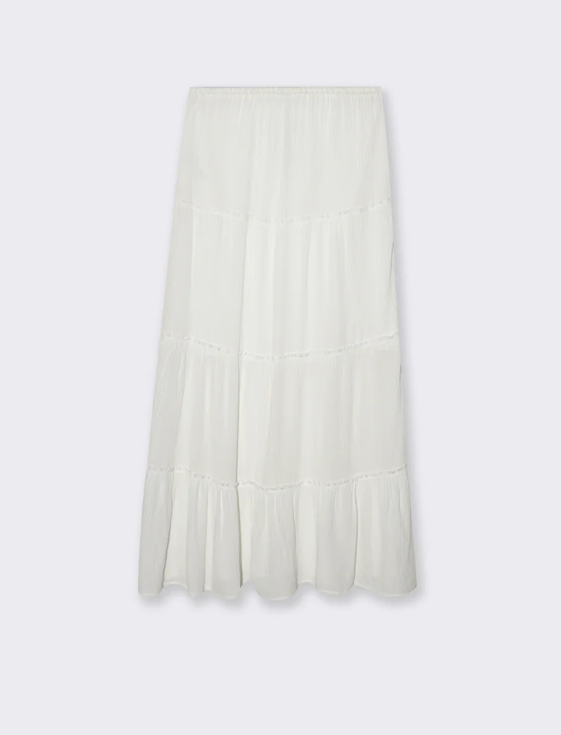 Gonna lunga con coulisse da donna - Bianco