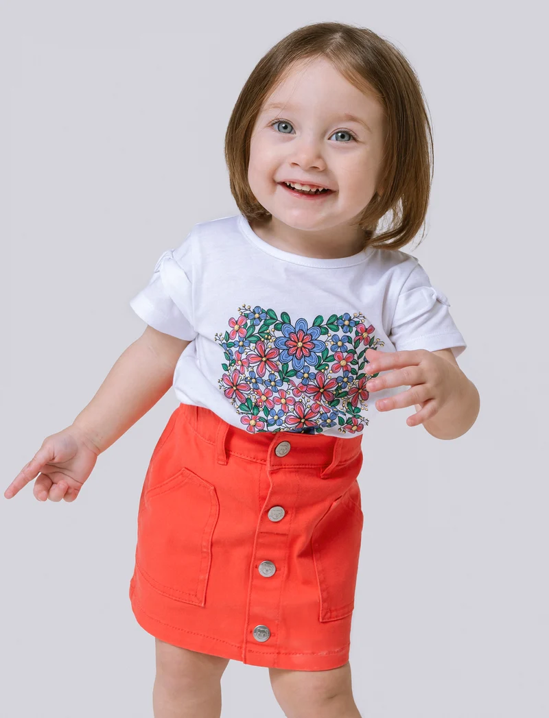 Monigonna in twill da neonata - Corallo