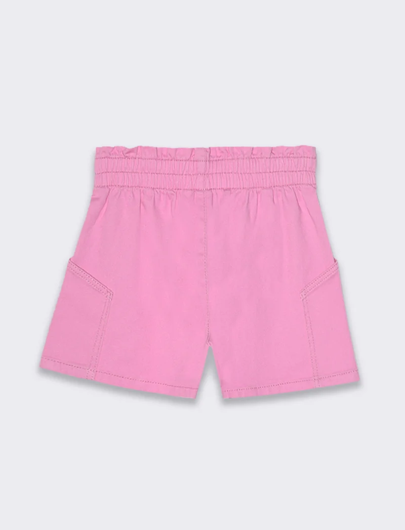 Short in twill elastico da bambina - Rosa