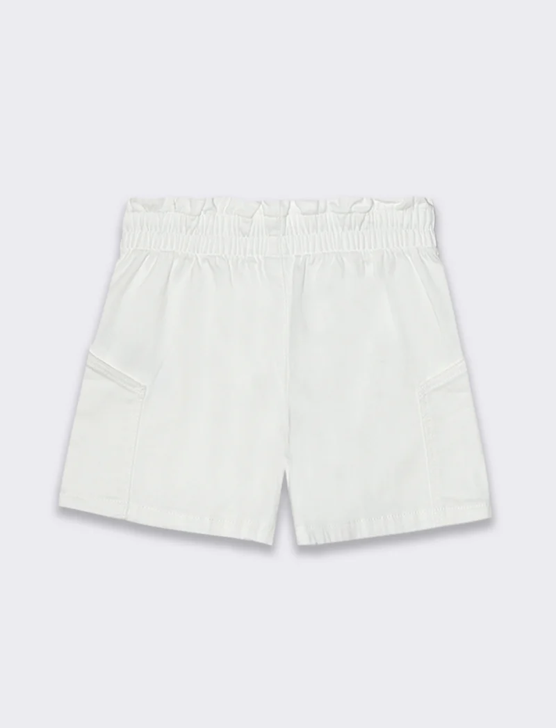 Short in twill elastico da bambina - Bianco