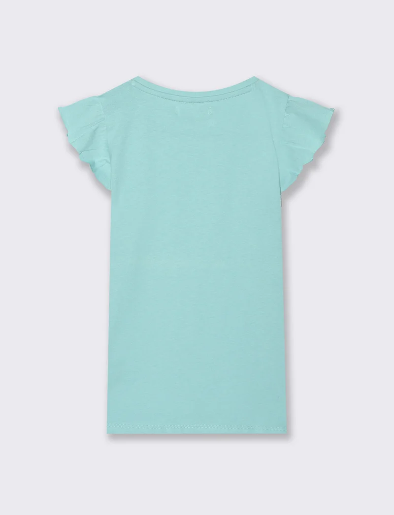 T-shirt mezza manica ad aletta da bambina - Verde acqua