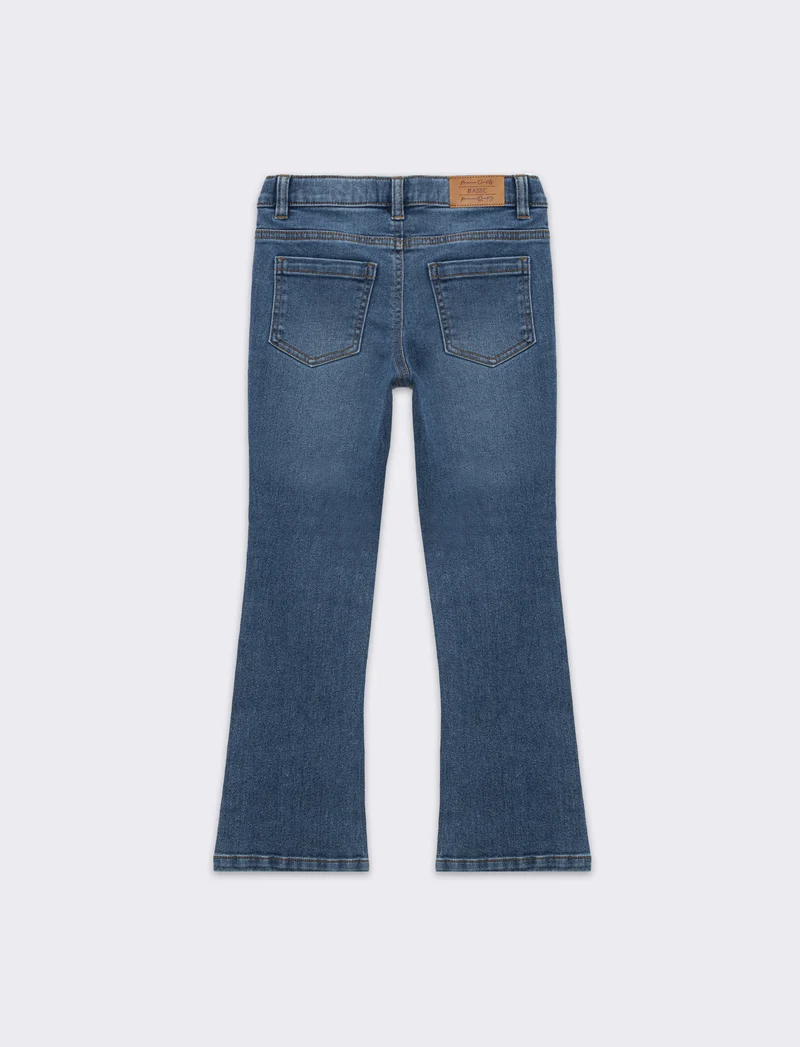 Denim elastico modello a zampa da bambina - Denim