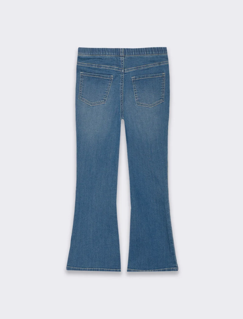 Leggings flare fit in denim elastico da bambina - Denim