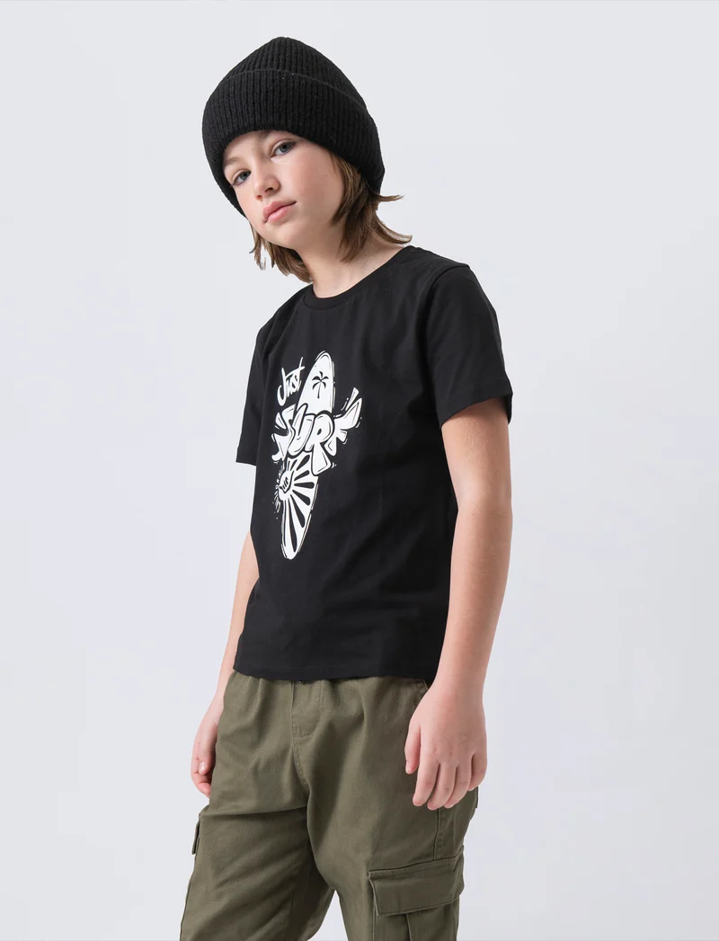 T-shirt con stampa da bambino - Nero