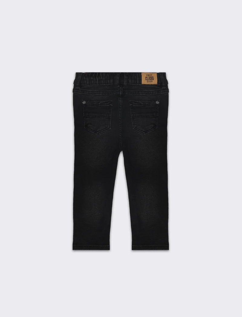 Jeans regular fit con rotture da neonato - Nero