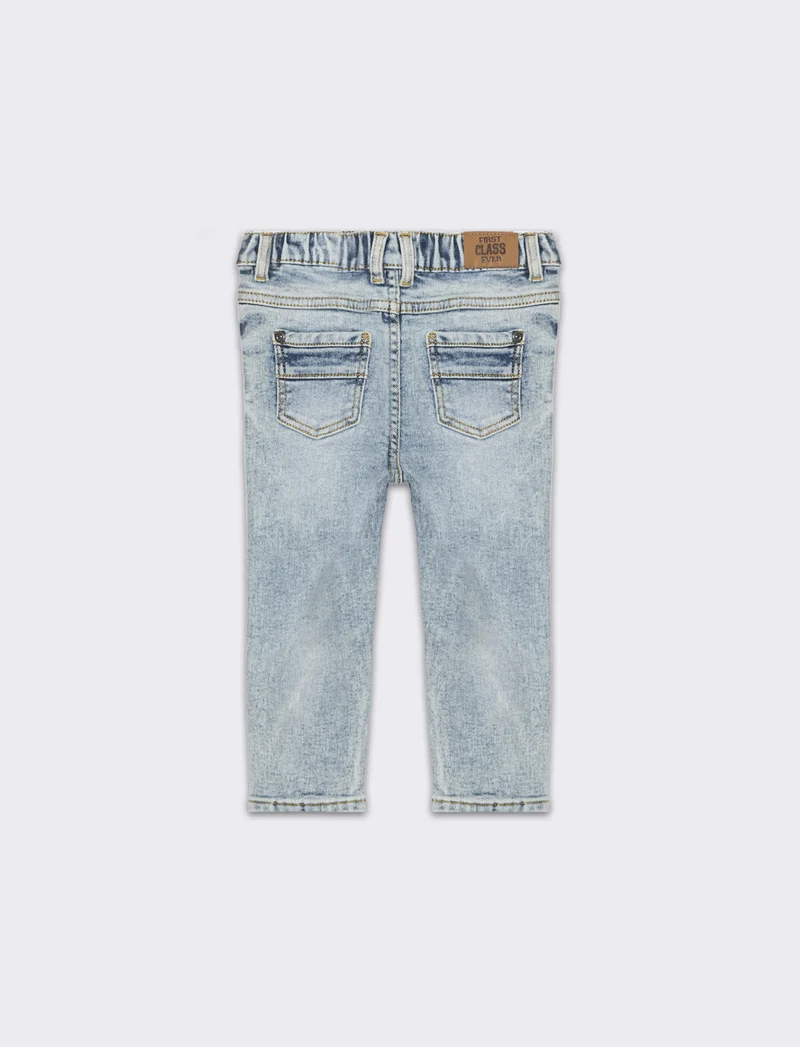 Jeans regular fit con rotture da neonato - Denim chiaro