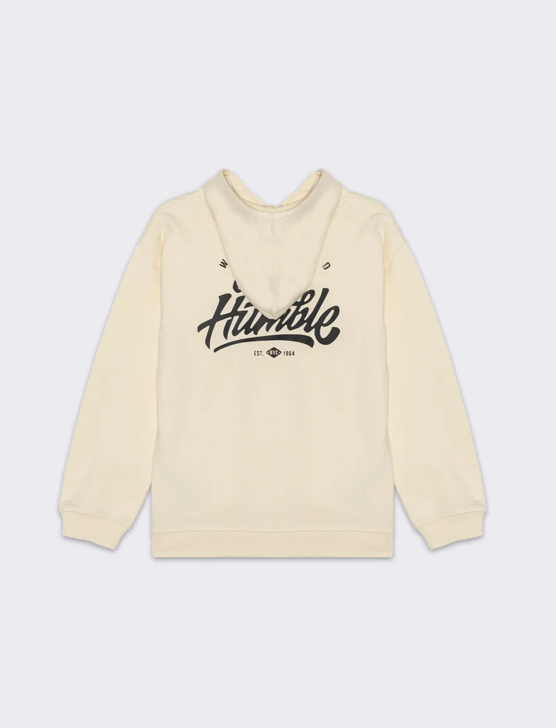 Felpa con cappuccio e stampa da bambino - Beige