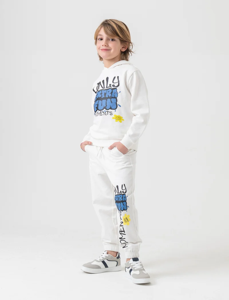 Pantaloni in cotone da bambino - Bianco latte