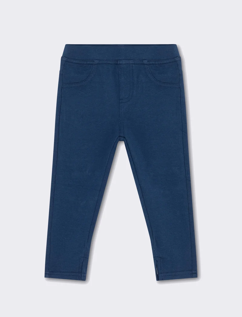 Leggings con cuciture a contrasto da neonata - DENIM SCURO
