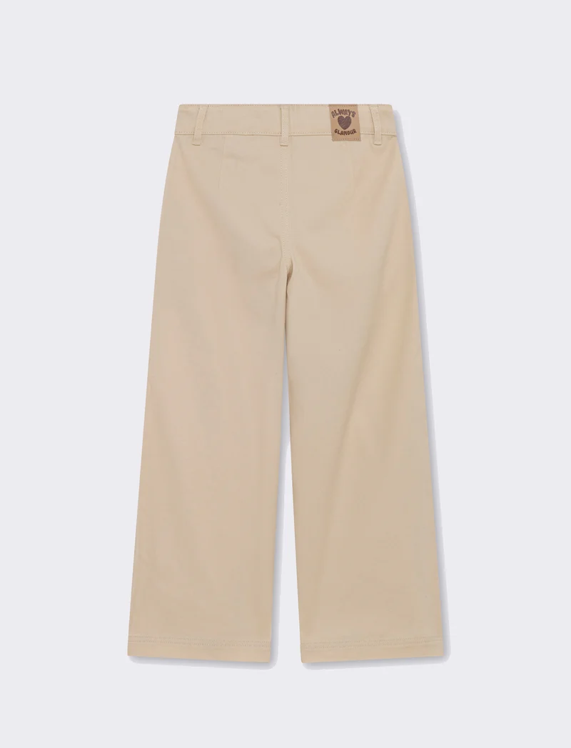 Pantalone con tascone da bambina - Beige