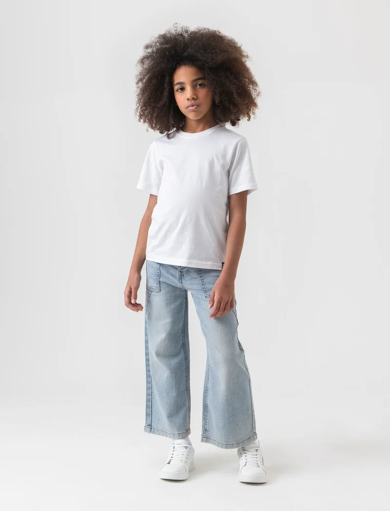 Jeans abbottonatura frontale da bambina - Denim chiaro