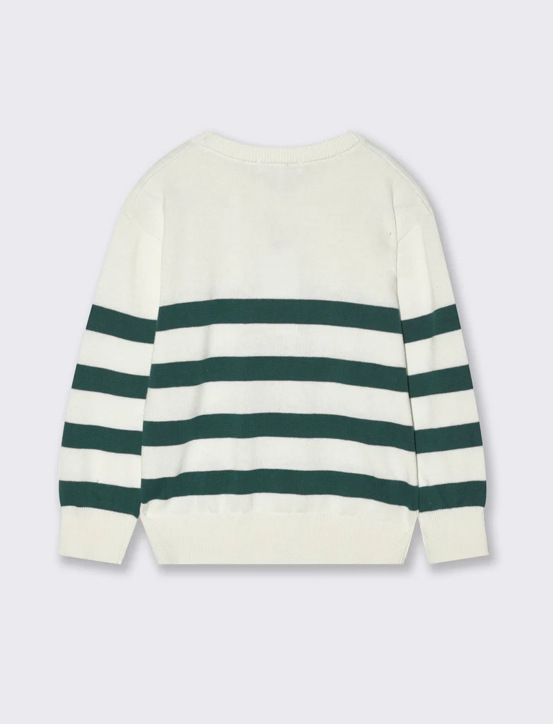 Maglia a righe da bambino - Bianco latte