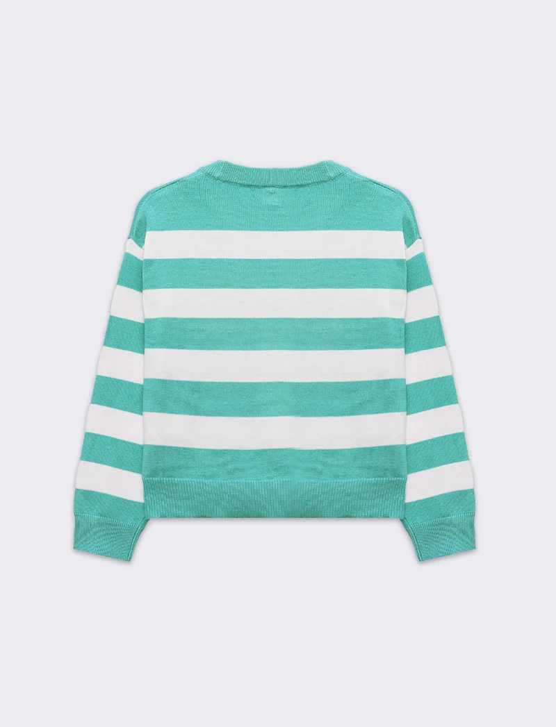 Maglione a righe da bambina - Verde