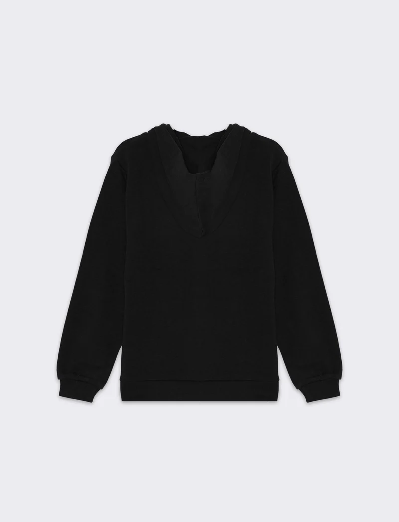 Felpa chiusa con cappuccio da bambino - Nero