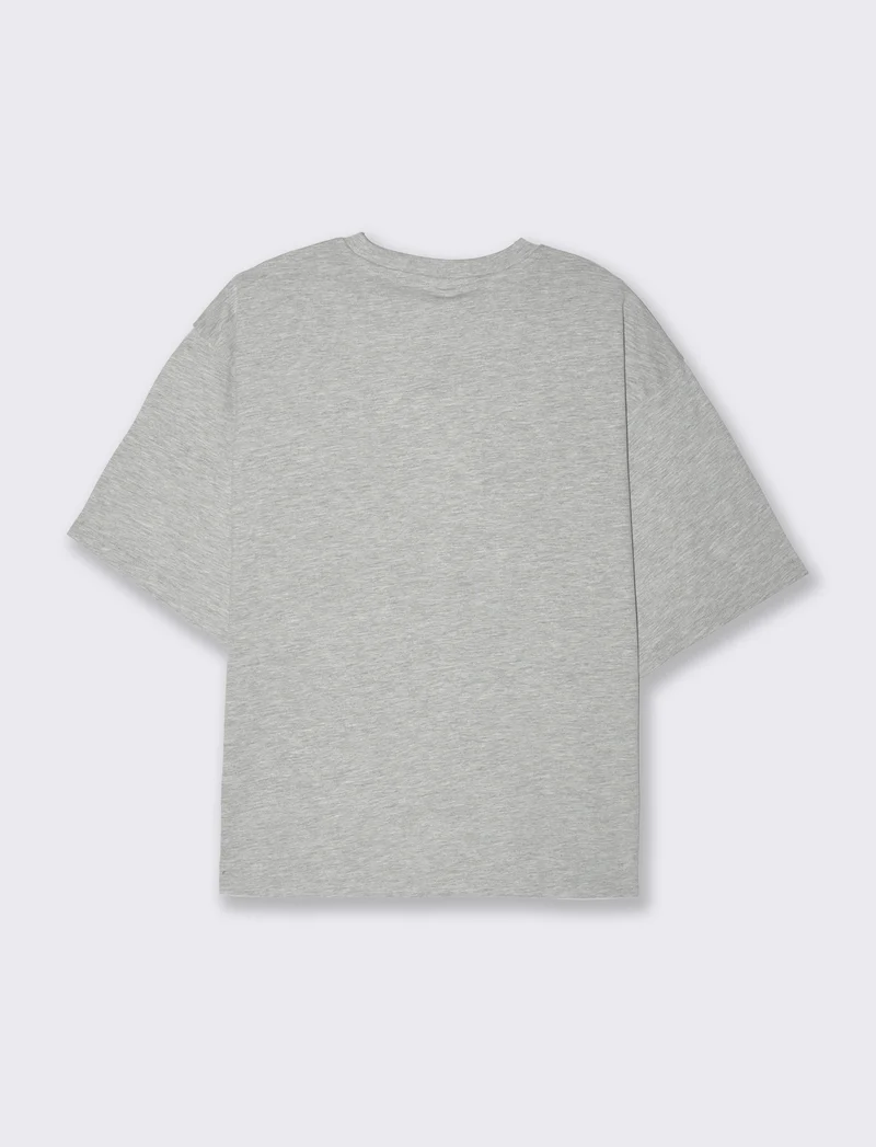 T-shirt con applicazioni da donna - Grigio chiaro