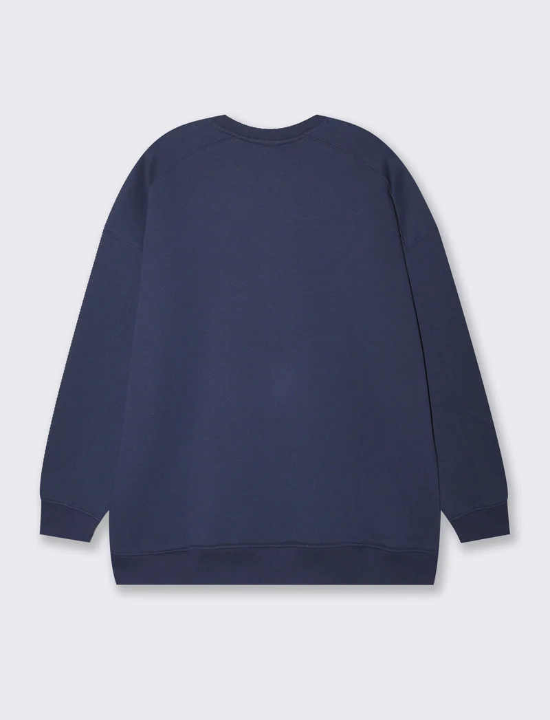 Felpa basic girocollo oversize da donna - Blu