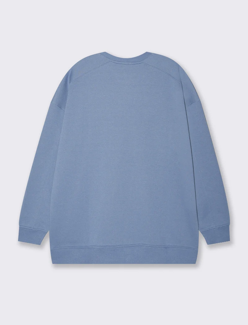 Felpa basic girocollo oversize da donna - Denim