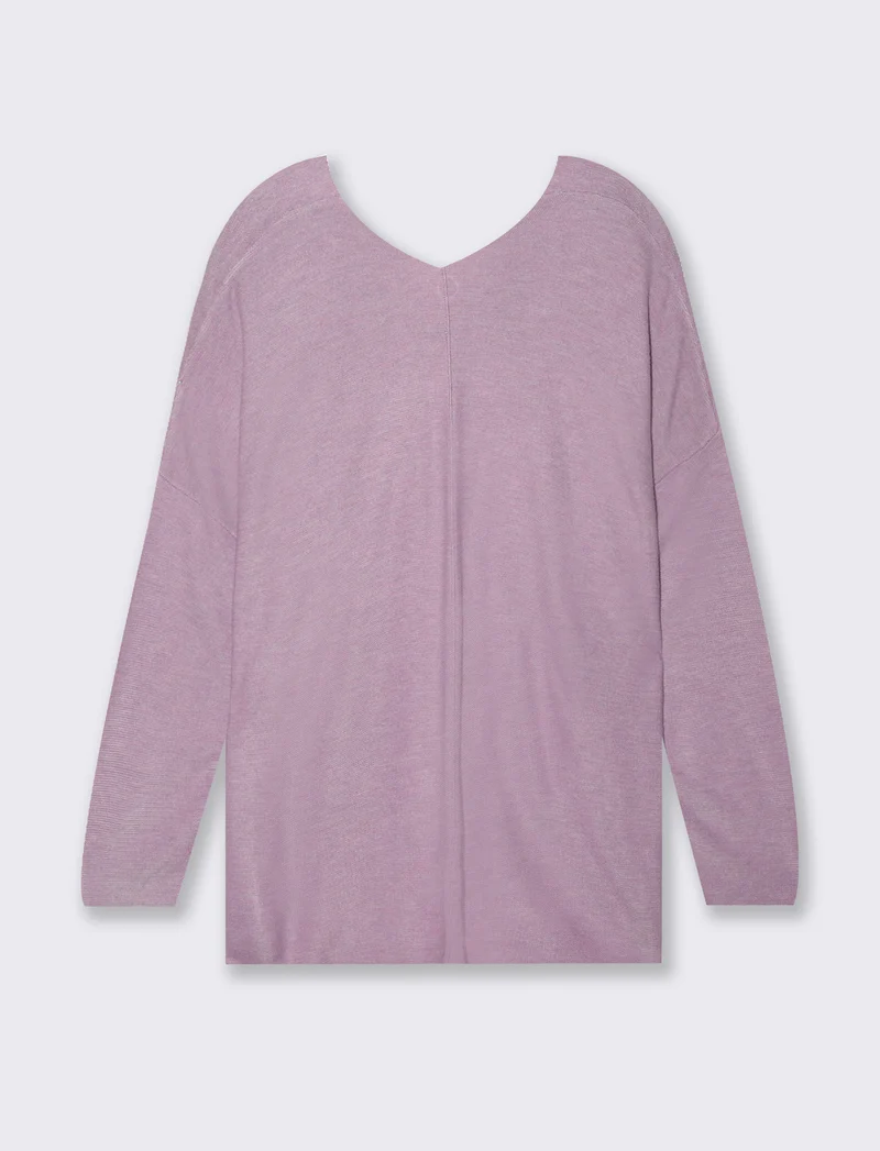 Maglia scollo a V da donna - Lilla
