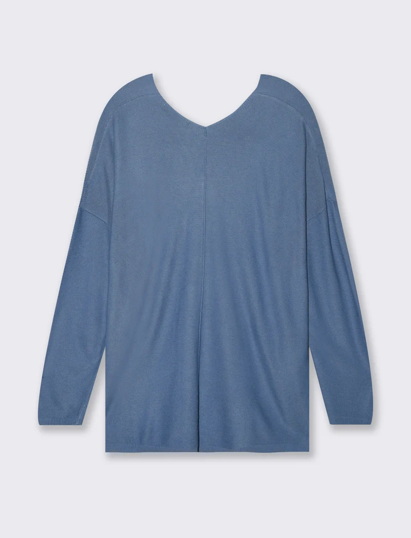 Maglia scollo a V da donna - Denim