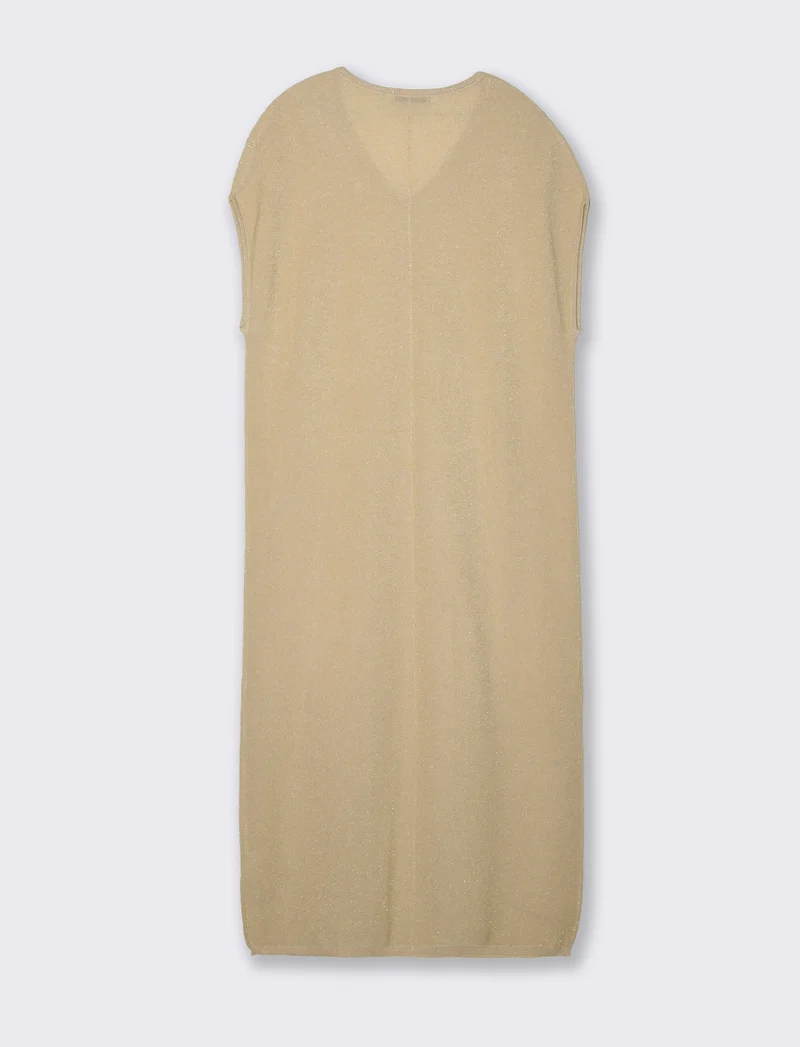 Vestito lungo in maglia da donna - Beige