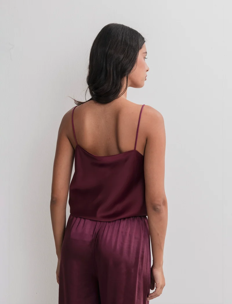 TOP IN SATIN - Bordeaux