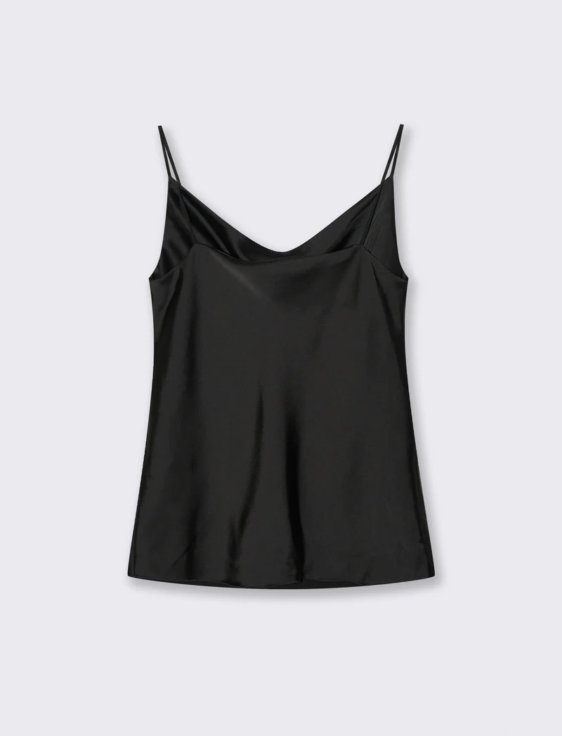 TOP IN SATIN - Nero