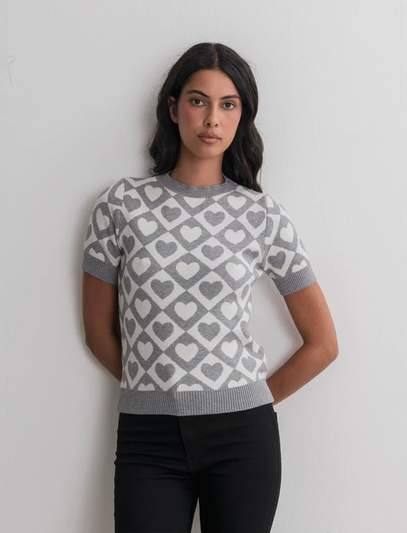 T-SHIRT IN MAGLIA - Grigio