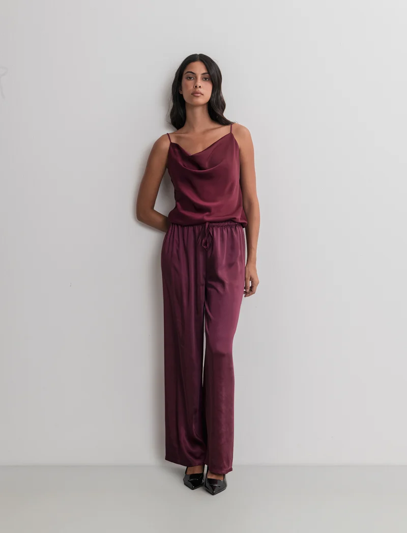 PANTALONE IN SATIN - Bordeaux