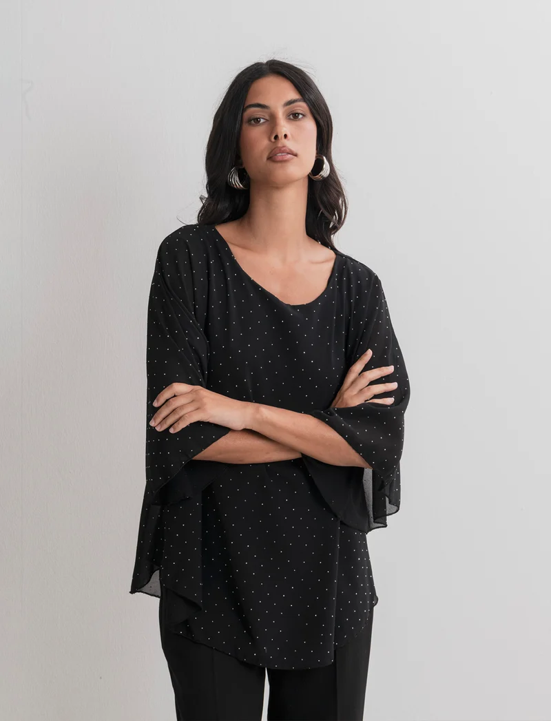 CASACCA OVER CON APPLICAZIONI STRASS - Nero
