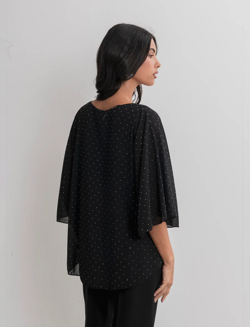 CASACCA OVER CON APPLICAZIONI STRASS - Nero