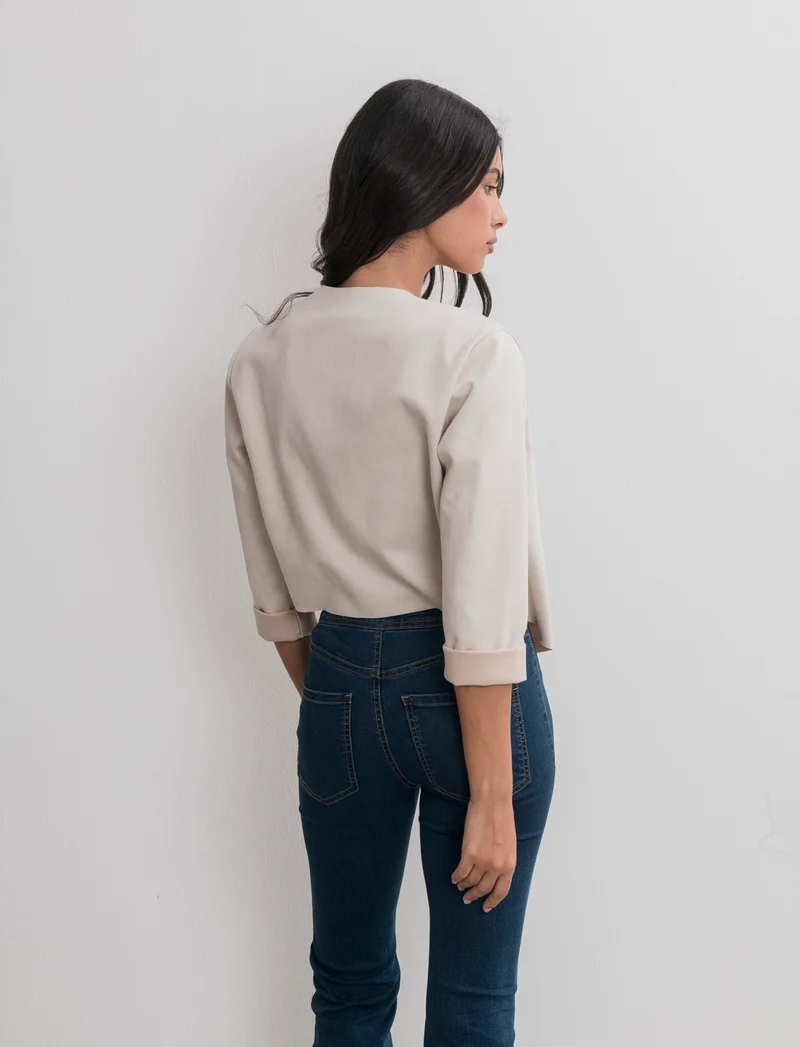GIACCA SUEDE CORTA - Vaniglia