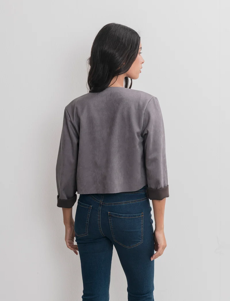 GIACCA SUEDE CORTA - Grigio